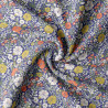 Printed Cotton BLOSY Cobalt / Carrot